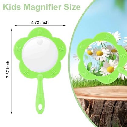 Kids Flower Magnifying Glass Handheld Magnifier for Outdoor Exploration