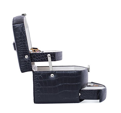 Internet's Best Faux Leather 3-Tier Jewelry Case | Slide Open Jewelry Box | Multi Compartment for Rings, Earings, Necklaces & Bracelets | Interior Mirror | Black