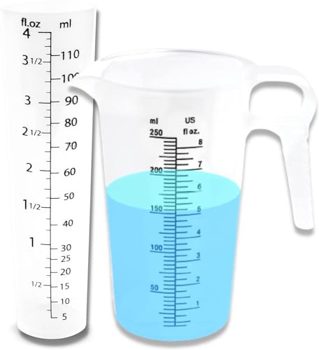 ACCUPOUR 4oz (110 mL) Graduated Cylinder, and 8oz (250 ml) Measuring Pitcher- Heat Resistant & Chemical Resistant, Great for Chemicals, Oil, Pool and Lawn, Home Brew - Ounce (oz) and Milliliter (mL)