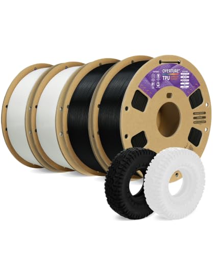 OVERTURE 4KG Bundle TPU 95A Flexible 3D Printer Filament 1.75mm - color: Black X2+white X2, size: TPU