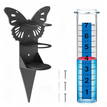 Rain Gauge Outdoor,7" Rain Gauge Outdoors Best Rated with Metal Rack Holder