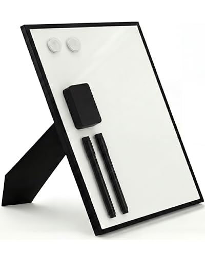 Magnetic Dry Erase Board 12 x 16 Inch with Foldable Stand, 2 Markers & Magnetic Eraser, Portable Black Whiteboard for Wall Mount or Tabletop Use - style: Black Stand