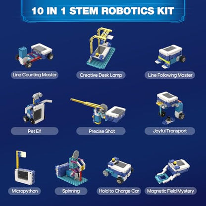 Coding Robot Kit, 10-in-1 BBC Micro:bit Robotics Invertor Kit, Educational Stem Robot Building Kit with APP Control Learn to MakeCode, MicroPython, and Scratch for Age 9+ Girls Boys - style: micro bit