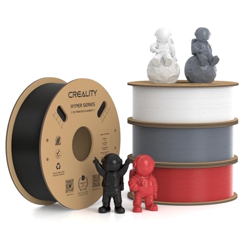 Creality Hyper PLA Filament 1.75mm, 30-600mm/s High Speed 3D Printer Filament, Dimensional Accuracy +/-0.02mm, Fit Most FDM 3D Printers, 4 Pack 1kg Spool(2.2lbs), Black & White & Grey & Red - color: Black & White & Grey & Red