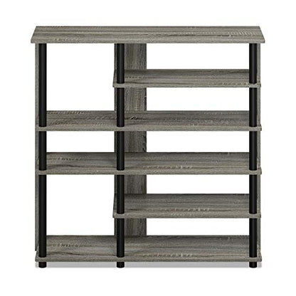 Furinno Turn-N-Tube Multi Storage Shoe Rack, 35.2"W 6-Tier, French Oak Grey/Black - color: French Oak Grey/Black, size: 6-Tier, 35 Inch