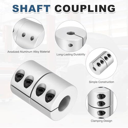 MECCANIXITY 2 Pcs 12 to 14mm Shaft Coupling 45mm Length 32 Diameter Clamp Shaft Coupler Aluminum Alloy Joint Connector Stepper Motor Coupler for 3D Printer CNC Machine DIY Encoder - size: 12 to 14mm