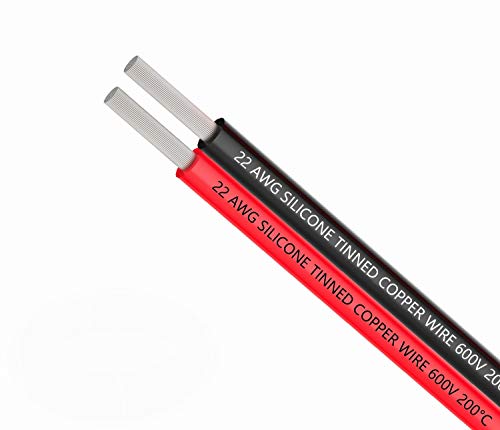 TUOFENG 22 AWG 2-Conductor Parallel Wire - Silicone Ribbon Cable, 15ft - size: 22 AWG 2 Parallel Silicone Wire - 15ft