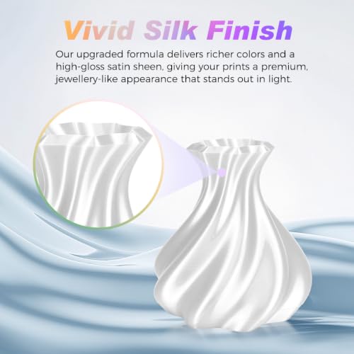 Creator Silk PLA White Filament 1.75mm +/- 0.02mm, Shiny and Glossy, Silk Texture, Color Changing 3D Printing Filament 1kg Spool - color: Silk White
