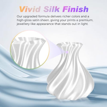 Creator Silk PLA White Filament 1.75mm +/- 0.02mm, Shiny and Glossy, Silk Texture, Color Changing 3D Printing Filament 1kg Spool - color: Silk White