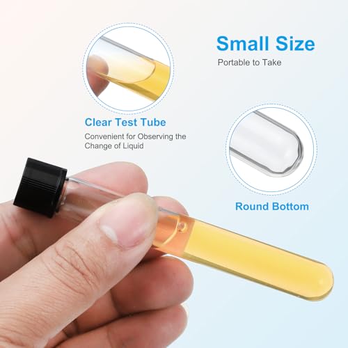 PATIKIL 8ml Test Tubes, 10pcs 3.94x0.51in Glass Clear Round Bottom Test Tube Containers with Plastic Cap for Bead Party Candy Bath Salt Storage Scientific Experiment Plant Propagation - size: 8ml