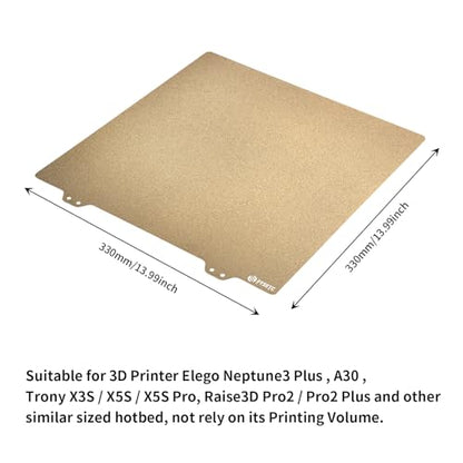 330x330mm Double Side Texture PEI Build Plate - FYSETC Neptune3 Plus Part - Flexible Spring Steel Sheet: Neptune4 Plus Heated Bed Cover Fit QiD X-Max Core-XY Trox X5SA Pro Geetech A30 Pro