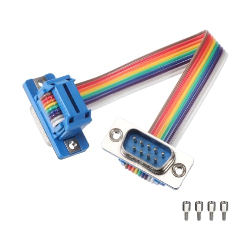 MECCANIXITY IDC Rainbow Wire Flat Ribbon Cable DB9 Male to DB9 Male 3.9 Inch Length 2.54mm Pitch Breadboard Jumper Wires for Electronic Projects - size: 3.9 Inch, style: DB9 Male to DB9 Male
