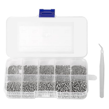 1200 Pcs Mini Screw Kit, Miniature Phillips Self Tapping Tiny Screws for Glasses Electronic Sunglasses Machine Watch Repair Screws Assortment (M1/M1.2/M1.4/M1.7) - size: 5.43*3.07*0.67