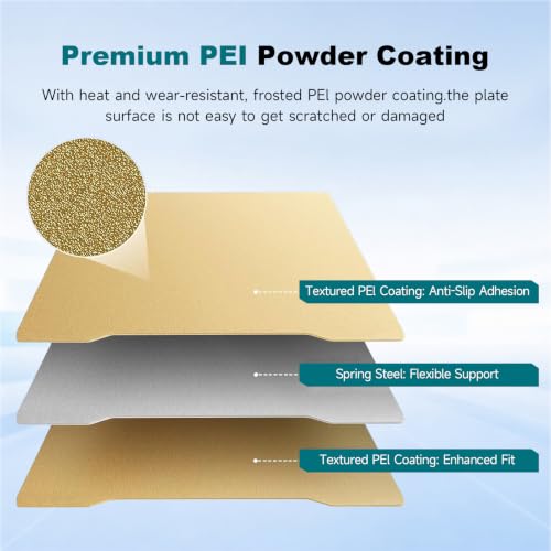 Creality Official K1 Max Build Plate PEI Sheet Golden, 315x310mm Textured Flexible Spring Surface Excellent Heat Resistance Heated for Ender 3 S1 Plus/K1 Max/Ender 3 V3 Plus(Without Magnetic Base) - color: PEI Frosted Gold-A, size: K1 Max/Ender 3 V3 Plus/