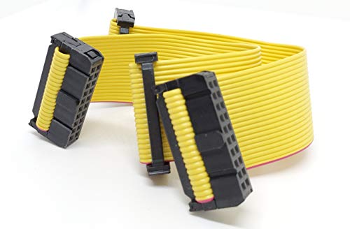2-Pack IDC 2x10 20P 2.54mm Female Connector 15cm 5.5 Inches Yellow Flat Ribbon Cable, Double Rows 20 Pins 0.1” Pitch FC F/F (20P-15cm-2PK) - size: 20P-15cm-2PK