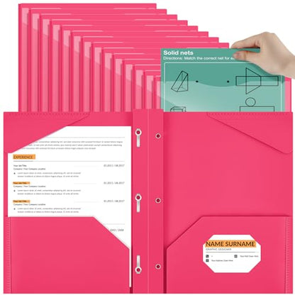 Henoyso 36 Pcs Plastic Folder with Clear Front Pocket, Rose Pink - color: Rose Pink