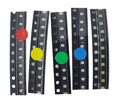 0805 SMD LED Assortment Kit, Surface Mount LEDs, 5 Colors, Red Blue Green Yellow White, 50 Pieces Total - size: Package: 0805