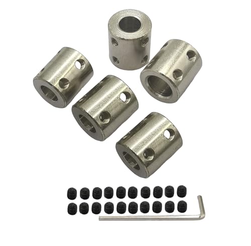 5Pcs 10mm to 12mm Bore Rigid Shaft Couplers,Steel Rigid Motor Shaft Coupling Set Screw for CNC Machine 3D Printer RC Motor Accessories and DIY - size: 10mm to 12mm