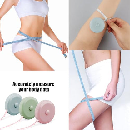 GDMINLO 3 Pack Tape Measure Measuring Tape for Body Craft Weight Loss Measurements Retractable 60-inch 1.5 Meter, Small Push Button Dual Sided Tape Measure Body Measuring