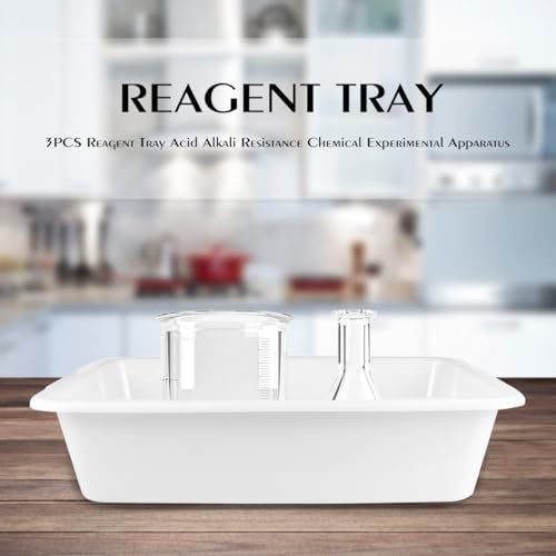 3Pcs Chemical Reagent Containment Tray, Alkali Resistance and Acid Resistance Laboratory Spill Tray, Plastic Laboratory Storage Supplies, Chemical Instrument (Large/Medium/Small)