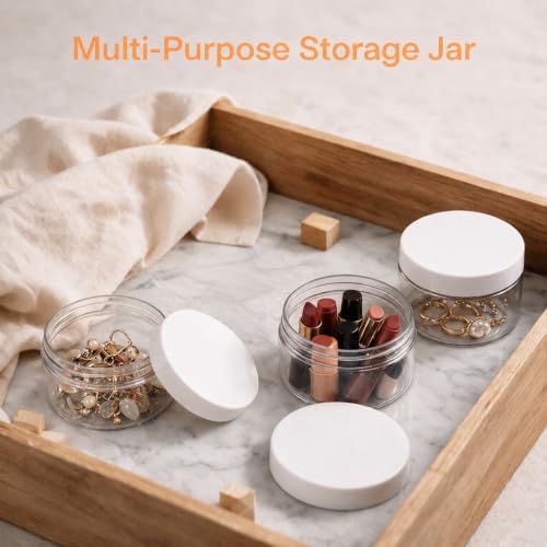 24 Pack 5 OZ Plastic Jars Clear Cosmetic Container with Lids | Round