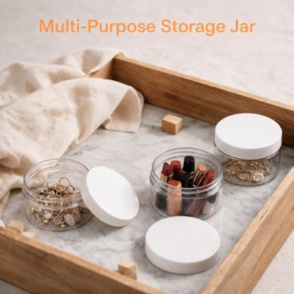 24 Pack 5 OZ Plastic Jars Clear Cosmetic Container with Lids | Round