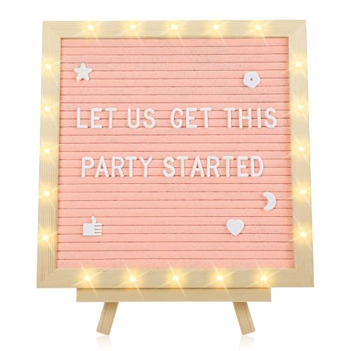 Aulock 10×10" Light up Felt Letter Board with Changeable Letters & Tripod - color: Pink
