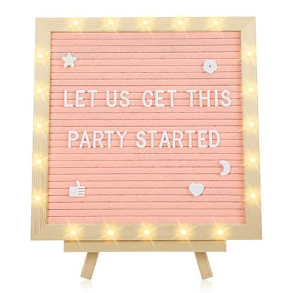 Aulock 10×10" Light up Felt Letter Board with Changeable Letters & Tripod - color: Pink