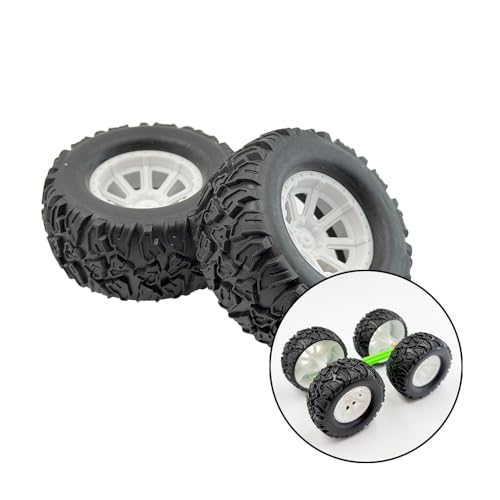 4PCS Toy Car Wheel Model Car Rubber Tire Wheel with 2PCS Metal Shaft Round Rod Axles for for DIY Model Toy RC Car Truck Robot Building Part (3x55mm) - style: 3x55mm