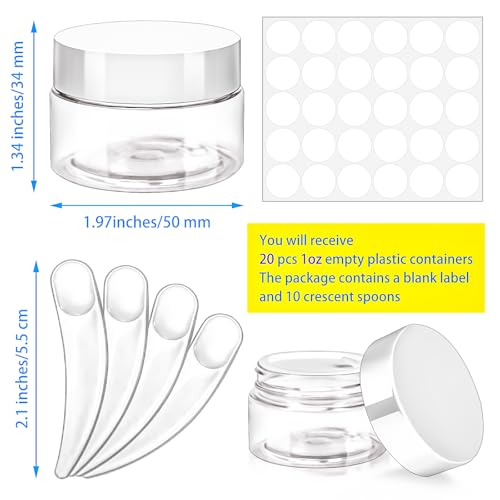 16 Pack 2oz Plastic Jars Containers, 60ml Travel Size Container Jars with White Lids, 60g Small Travel Cosmetic Container Jar for Toiletries Cream Makeup Cosmetic Sample Slime Lip Salves Balm - color: White, size: 2oz
