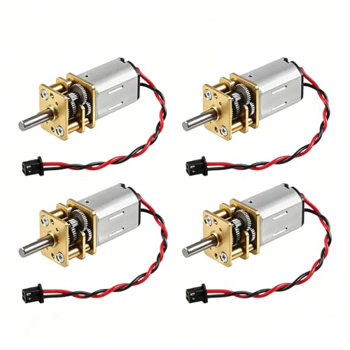 4 PCS Upgraded Mini Micro N20 Gear Motor DC 3V-6V with Full Metal Gearbox Micro Motor with JST-PH1.25mm-2 pin Interface for RC Car, Robot Model, DIY Engine Toys