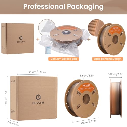 ERYONE Matte Gradient Rainbow 3D Printer PLA Filament 1.75 +/- 0.03mm, HS Matte Multicolor High Speed Filament PLA 1KG(2.2LBS) Spool, Coffee - color: Matte Gradient Coffee, size: 1KG