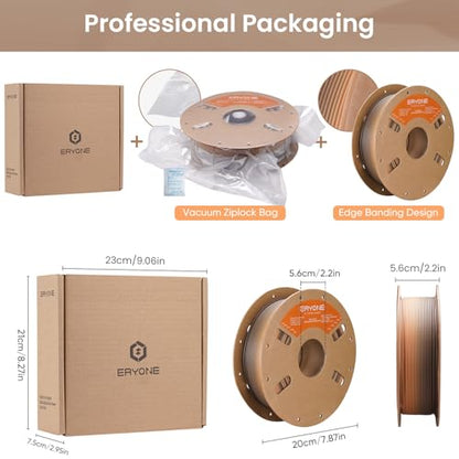 ERYONE Matte Gradient Rainbow 3D Printer PLA Filament 1.75 +/- 0.03mm, HS Matte Multicolor High Speed Filament PLA 1KG(2.2LBS) Spool, Coffee - color: Matte Gradient Coffee, size: 1KG