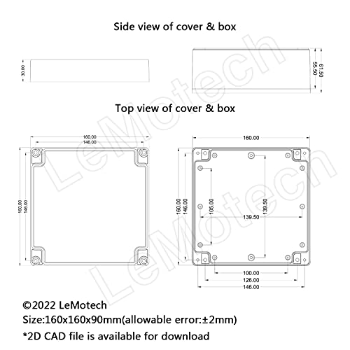 LeMotech Electrical Box ABS Plastic Project Box IP65 Waterproof Junction Box Project Case Universal Enclosure for Electronics Black 6.1x 6.1x 3.4 inch(160x160x90mm)（Pack of 1 - color: Black (1 pack), size: 6.1" x 6.1" x 3.4"