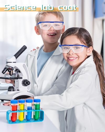 Unittype 6 Set 66 Pcs Kids Lab Coats with Goggles Test Tubes White, M - size: Medium