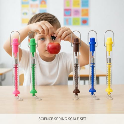 Tubular Spring Scale Set of 5 for Classroom,1N,5N,10N,20N,30N