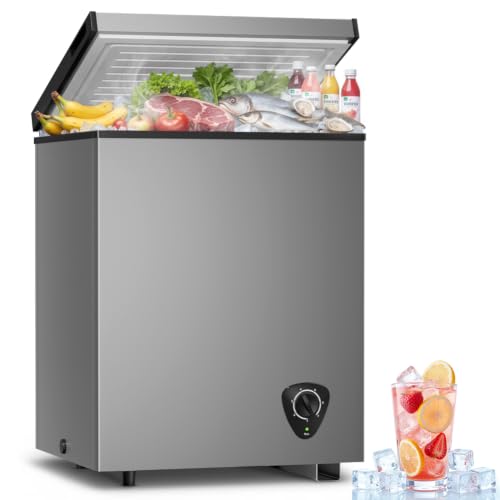 3.5 Cu.Ft Small Chest Freezer - Deep Freezer 7 Adjustable Temperature - color: Grey