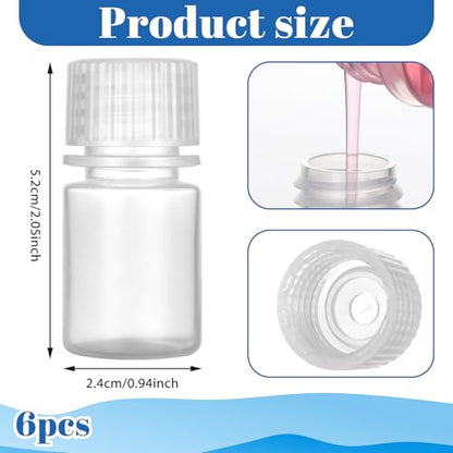 10ml Plastic Sample Bottle with Cap Wide Mouth Reagent Bottle 6Pc