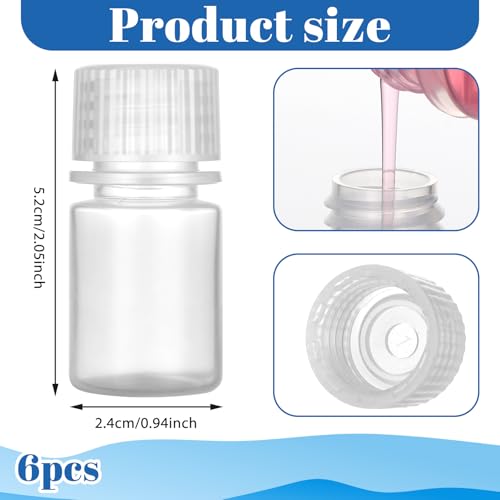 10ml Plastic Sample Bottle with Cap Wide Mouth Reagent Bottle 6Pc