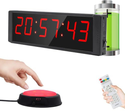 Large Stopwatch with Start/Stop Button, LED Digital Timer with Remote, Countdown Clock with Buzzer, Gym Clock for Home Gym, Interval Timer for Workout - style: Rechargeable