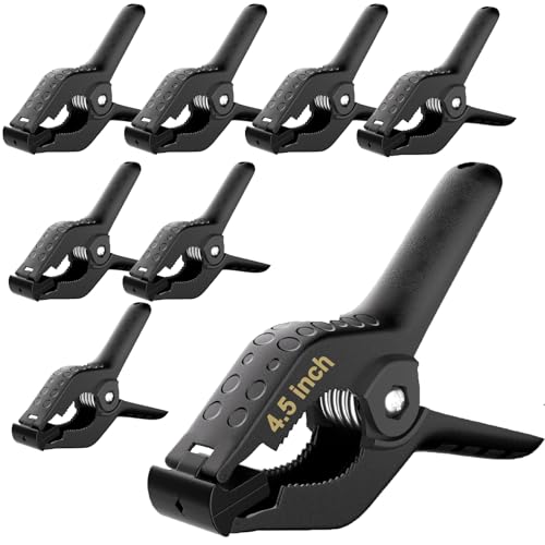 Spring Clamps Heavy Duty, 4.5in Backdrop Clips, 8 Pack- Black - color: Black, size: 4.5in
