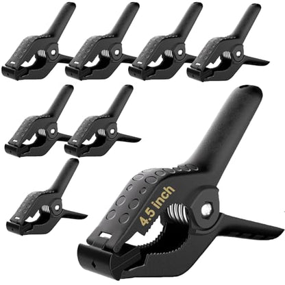 Spring Clamps Heavy Duty, 4.5in Backdrop Clips, 8 Pack- Black - color: Black, size: 4.5in