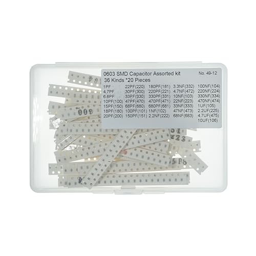 36 Values x 20 Pcs 0603 SMD MLCC Ceramic Capacitor 1pF-10uF - size: 0603