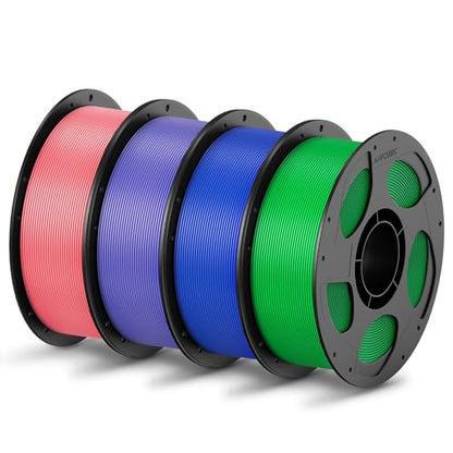 ANYCUBIC PLA Filament 1.75mm Bundle, 3D Printing PLA Filament 1.75mm Dimensional Accuracy +/- 0.02mm, 1KG Reusable Spool (2.2 lbs), 4KG Pink + Purple + Blue + Green - color: 4*1kg Pla (Pink & Purple & Blue & Green)