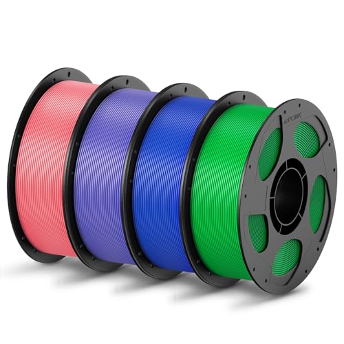 ANYCUBIC PLA Filament 1.75mm Bundle, 3D Printing PLA Filament 1.75mm Dimensional Accuracy +/- 0.02mm, 1KG Reusable Spool (2.2 lbs), 4KG Pink + Purple + Blue + Green - color: 4*1kg Pla (Pink, Purple, Blue, Green)