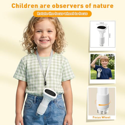 4K 1000X Digital Microscope for Kids with 2.0" IPS Screen(White) - color: White