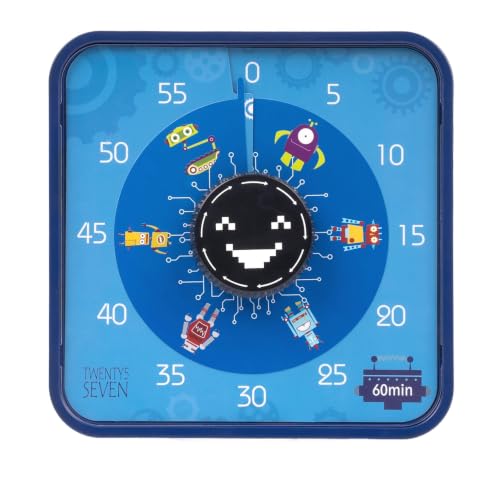 TWENTY5 SEVEN 7.5-Inch Visual Timer, Battery-Free 60-Minute Countdown Clock - color: Robot