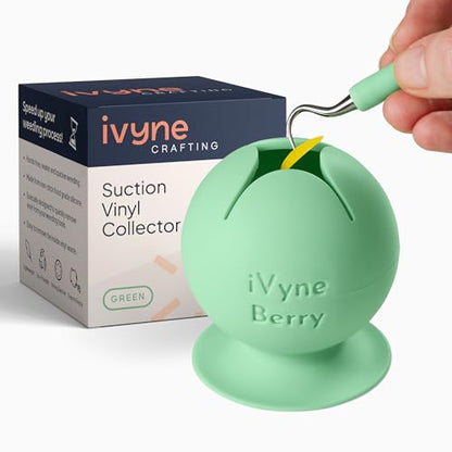 iVyne Berry Suctioned Vinyl Weeding Scrap Collector | Versatile Multi-Surface Suction & Anti-Spill Vinyl Scrap Collector w/Soft and Flexible Silicone to Protect your Weeding Tools | Green, 1 Pack - color: Green