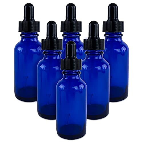 Super Z Outlet 1oz Glass Bottles with Glass Eye Dropper Dispenser for Essential Oils, Kitchen Tools, Chemistry Lab Chemicals, Colognes & Perfumes (6 Pack) (Cobalt Blue) (Blue) - color: Blue