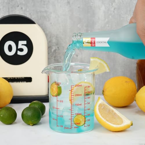 BCnmviku Glass Measuring Cup 8OZ/250ML/1 CUP High Borosilicate Heat Resistant Glass Measuring Cup with Clear Markings (oz, Cup, ml) Liquid Measuring Cup with Spout (250ml)